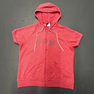 Women's vintage y2k Harley Davidson biker pink rhinestone Sleeveless hoodie